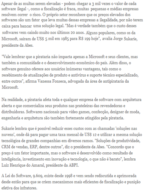 Campanhas ajudam a coibir a venda de software