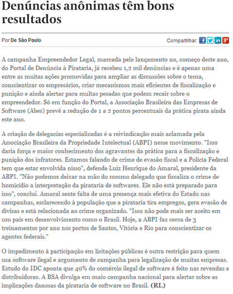 Denúncias anônimas tem bons resultados