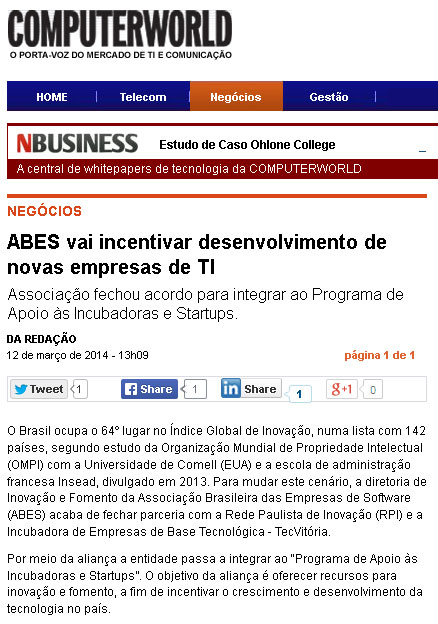 ABES vai incentivar desenvolvimento de novas empresas de TI 