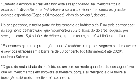Brasil deve liderar expansão de investimento em TI em 2013