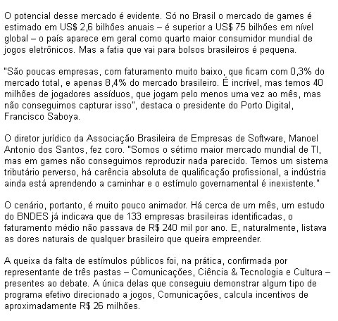 Brasil não leva a sério o mercado de games e perde espaço