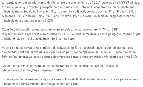 Brasil supera a China e vira 7º maior mercado de software do mundo