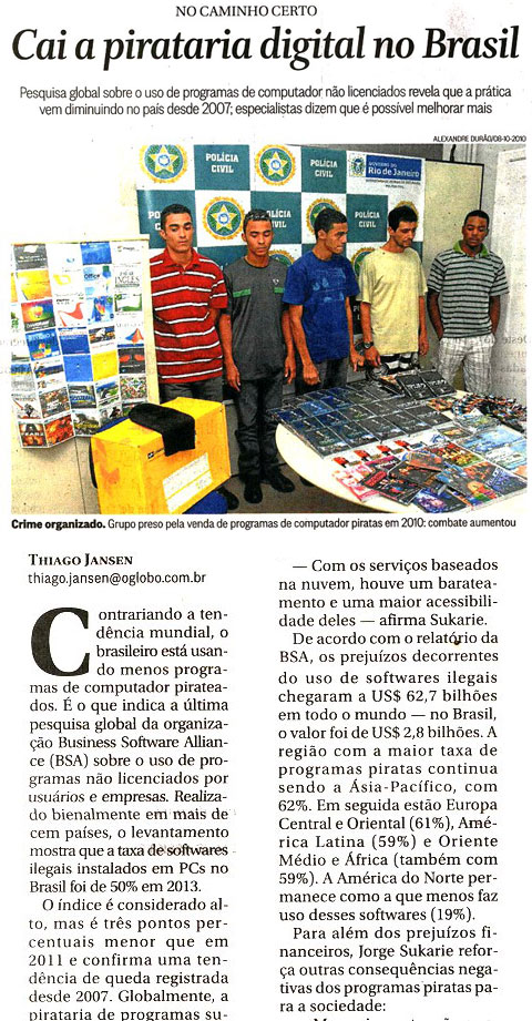 Cai a pirataria digital no Brasil 