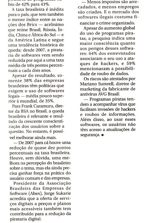 Cai a pirataria digital no Brasil 