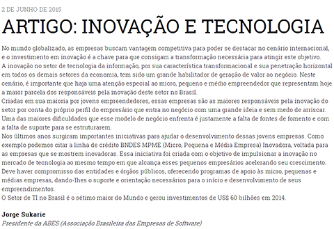 Artigo: Inovação e tecnologia