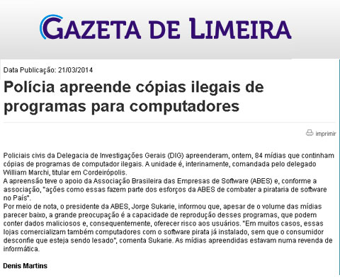 Policia apreende cópia ilegais de programas para computadores