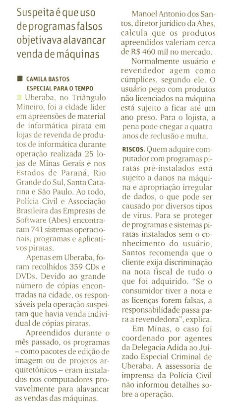 Uberaba lidera apreensões de mídia pirata em lojas 