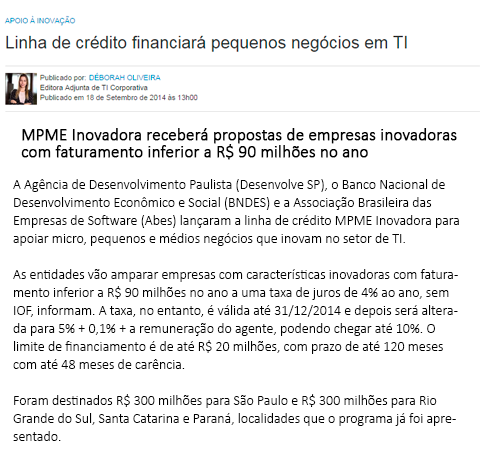 Clipping - Linha crédito