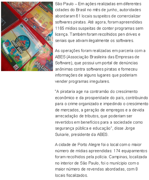 Polícia realiza ação para combater software pirata